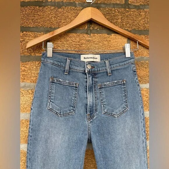 Reformation High Skinny Crop Jeans Patch Pockets 27 - Picture 3 of 7